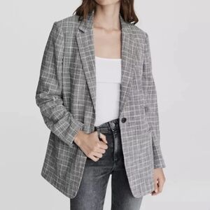 Rag & Bone Gray Plaid Tweed Oversized Blazer